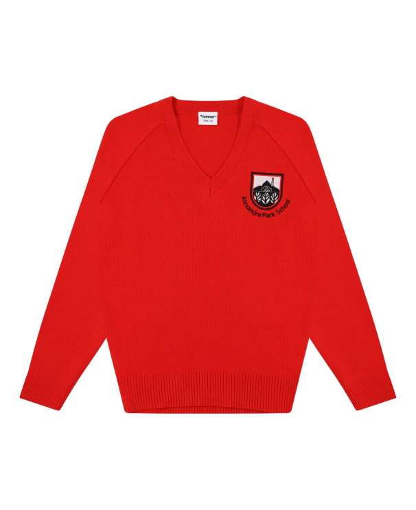 Boys Knitted V-Neck Jumper (50/50) with Emb